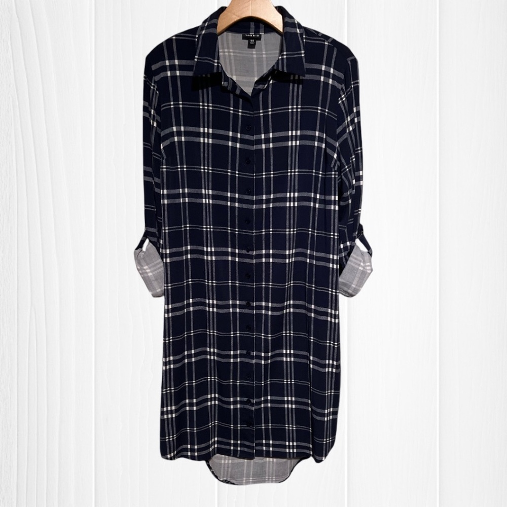 TORRID Navy Plaid Button-Up Dress (M/L) - Picture 3 of 16